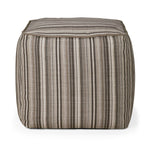 Zahara outdoor pouf - Grey Stripe fabric White Cliff Studio Outdoor Ottoman