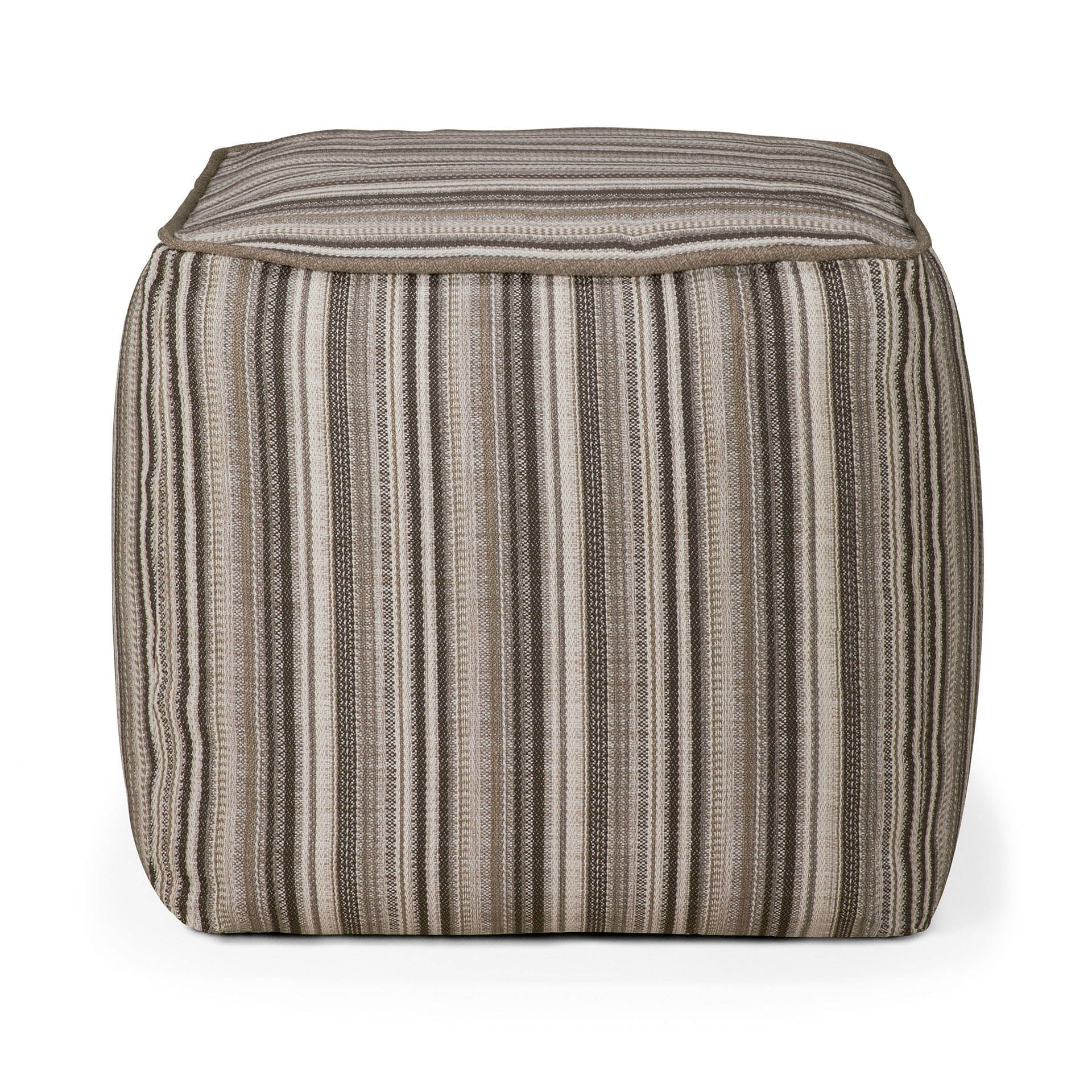Zahara outdoor pouf - Grey Stripe fabric White Cliff Studio Outdoor Ottoman