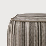Zahara outdoor pouf - Grey Stripe fabric White Cliff Studio Outdoor Ottoman