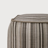 Zahara outdoor pouf - Grey Stripe fabric White Cliff Studio Outdoor Ottoman