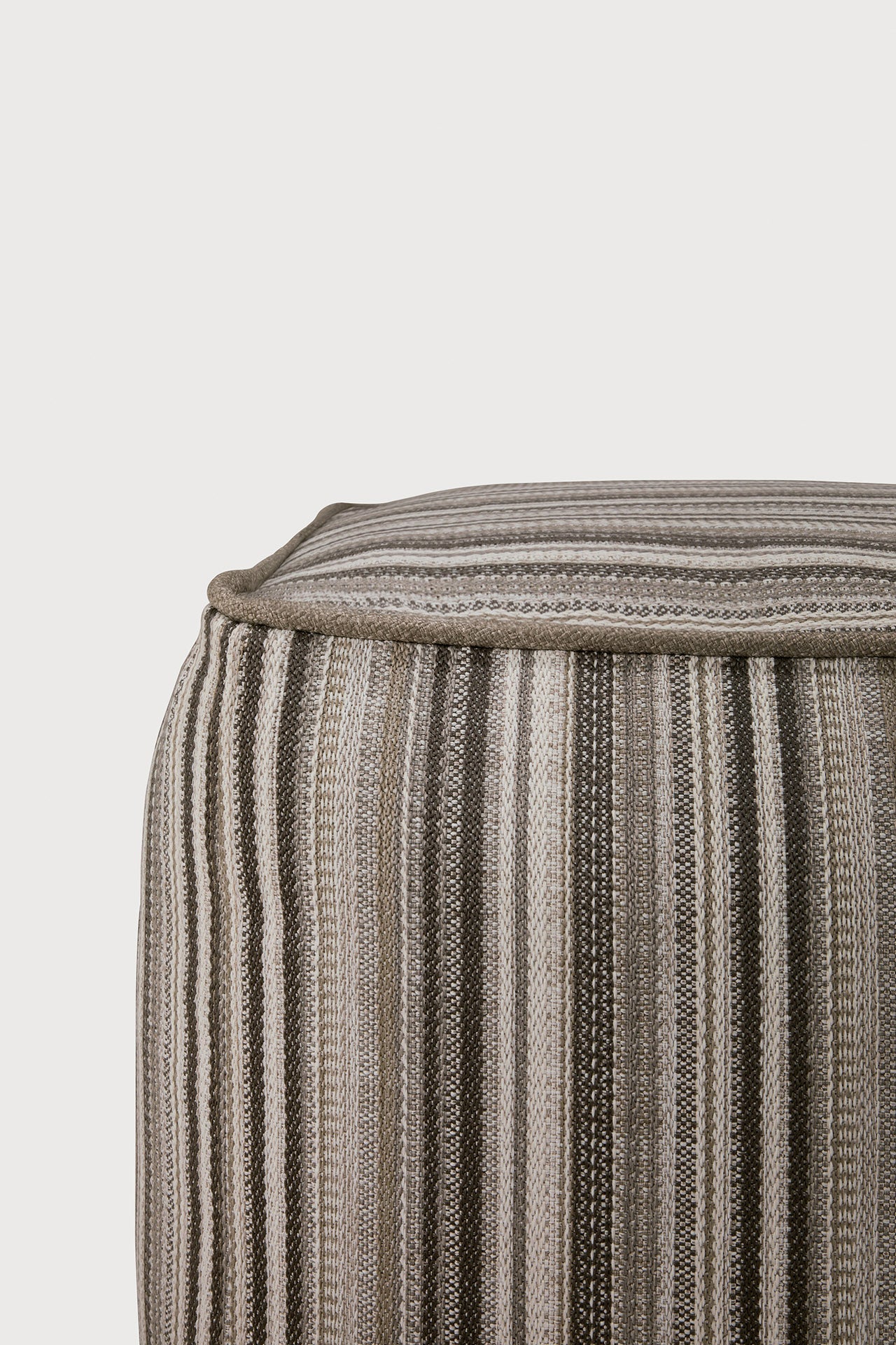 Zahara outdoor pouf - Grey Stripe fabric White Cliff Studio Outdoor Ottoman