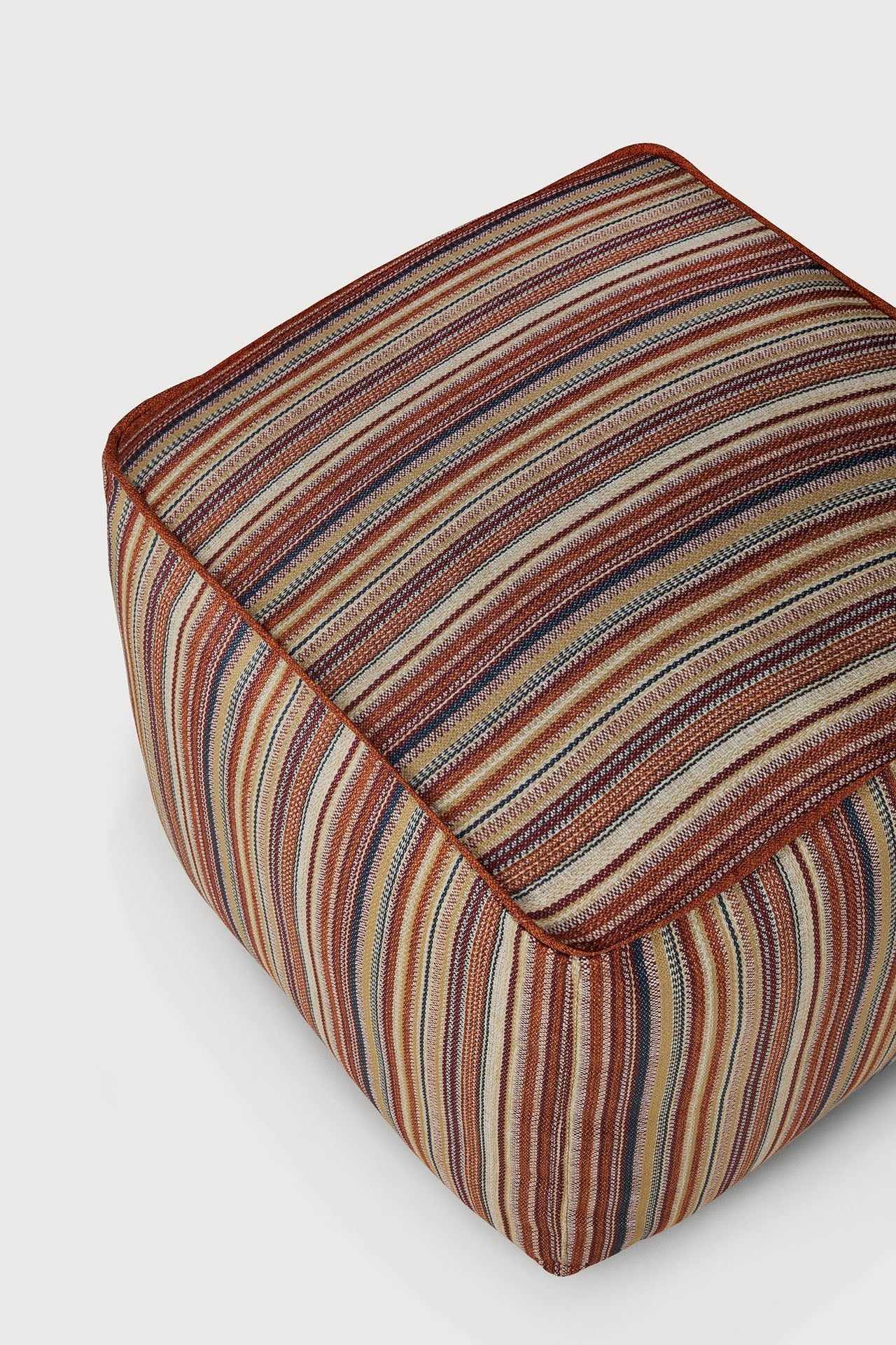 Zahara outdoor pouf - Terra Stripe fabric White Cliff Studio Outdoor Ottoman