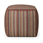 Zahara outdoor pouf - Terra Stripe fabric White Cliff Studio Outdoor Ottoman