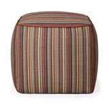 Zahara outdoor pouf - Terra Stripe fabric White Cliff Studio Outdoor Ottoman