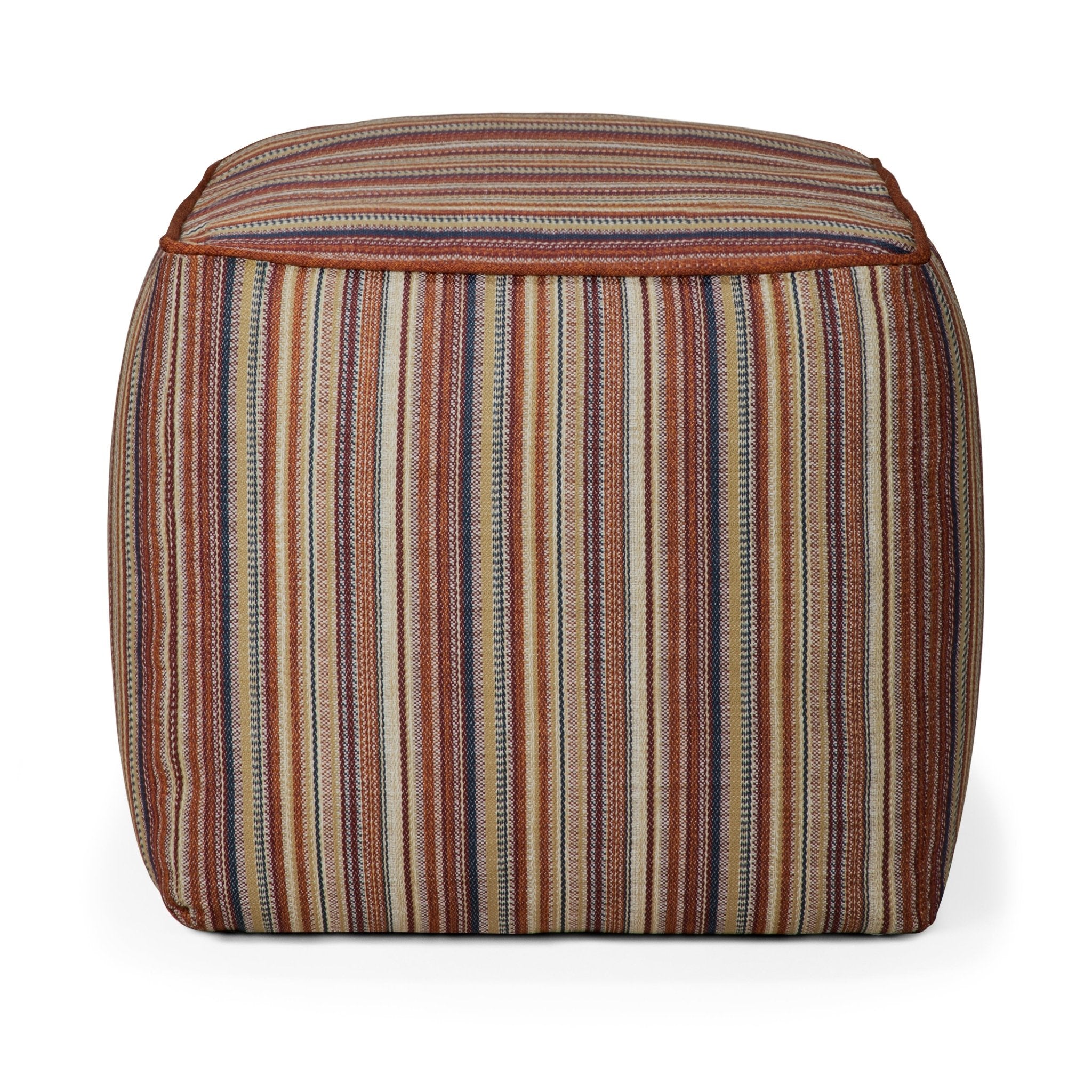 Zahara outdoor pouf - Terra Stripe fabric White Cliff Studio Outdoor Ottoman