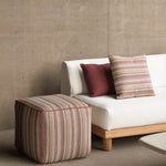 Zahara outdoor pouf - Terra Stripe fabric White Cliff Studio Outdoor Ottoman