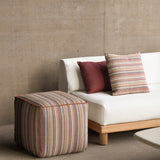 Zahara outdoor pouf - Terra Stripe fabric White Cliff Studio Outdoor Ottoman